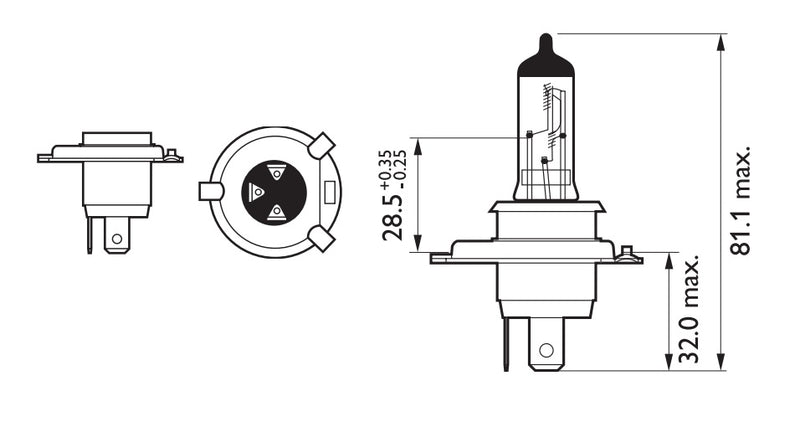 Lámpara Philips de óptica Halógena H4 X-Treme Vision 12V 60/55W