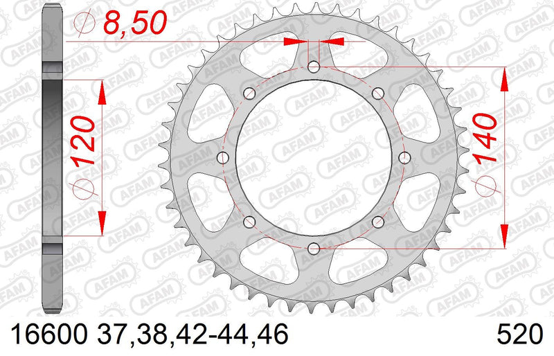 CORONA AFAM ACERO 520X43 - KAWASAKI