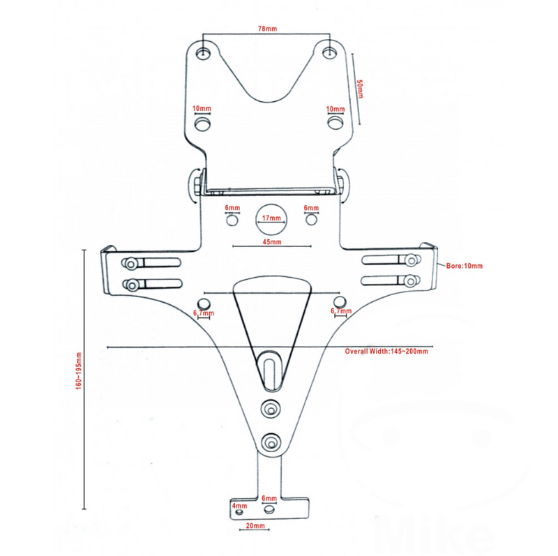 PORTAMATRÍCULAS MOTO UNIVERSAL INCLINABLE JMP