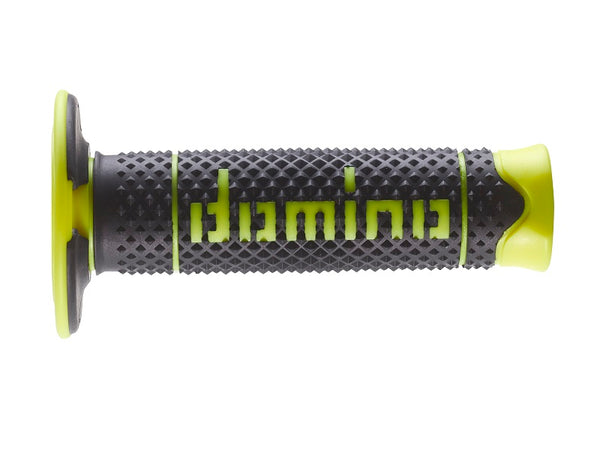 PUÑOS DOMINO DSH OFF ROAD NEGRO - AMARILLO FLUOR CERRADOS D 22 MM L 120 MM