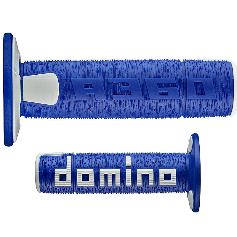 PUÑOS DOMINO OFF ROAD RPS AZUL - BLANCO ABIERTOS D 22 MM L 120 MM