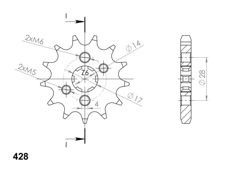 PIÑÓN SUPERSPROX DERBI 428 X 14  - CST277X14