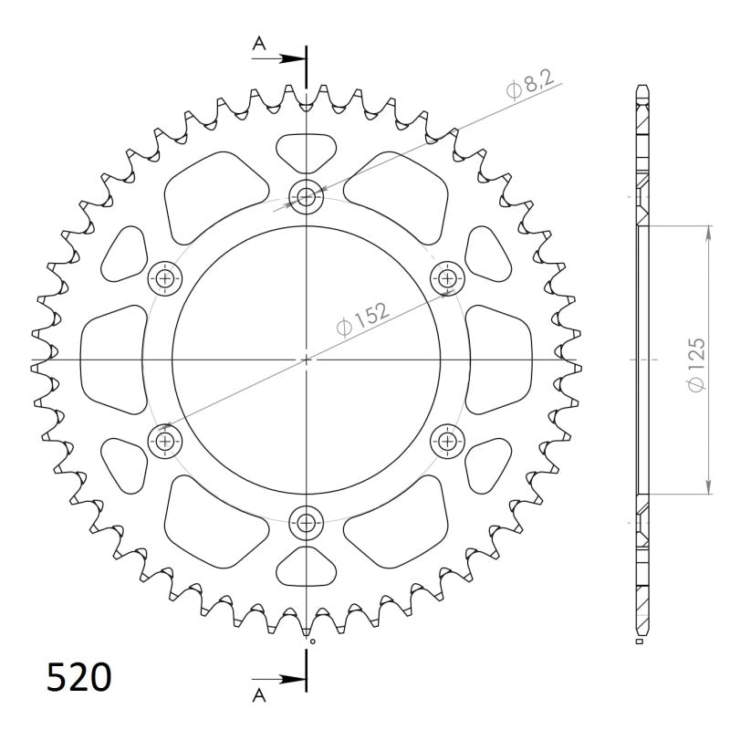 CORONA SUPERSPROX ALUMINIO BETA 520 X 49  - RAL8000X49BLK