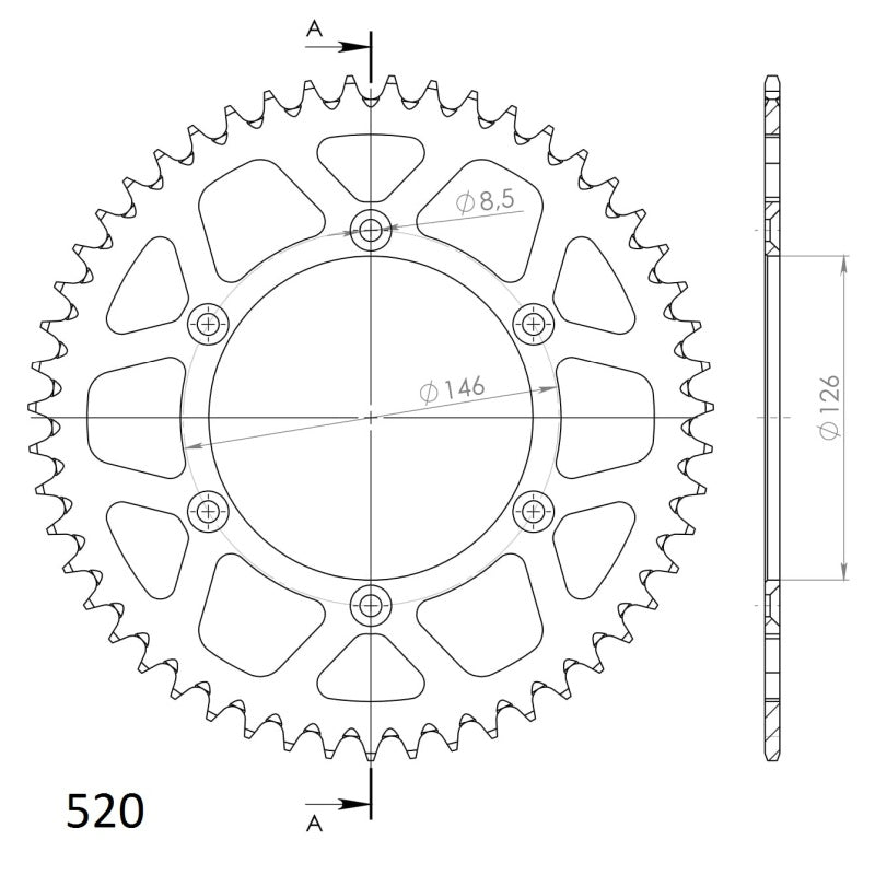 CORONA SUPERSPROX ALUMINIO SUZUKI 520 X 50  - RAL808X50BLK