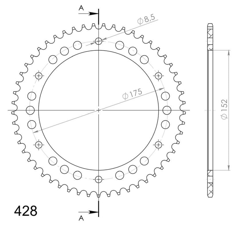 CORONA SUPERSPROX ALUMINIO YAMAHA 428 X 53  - RAL839X53BLK