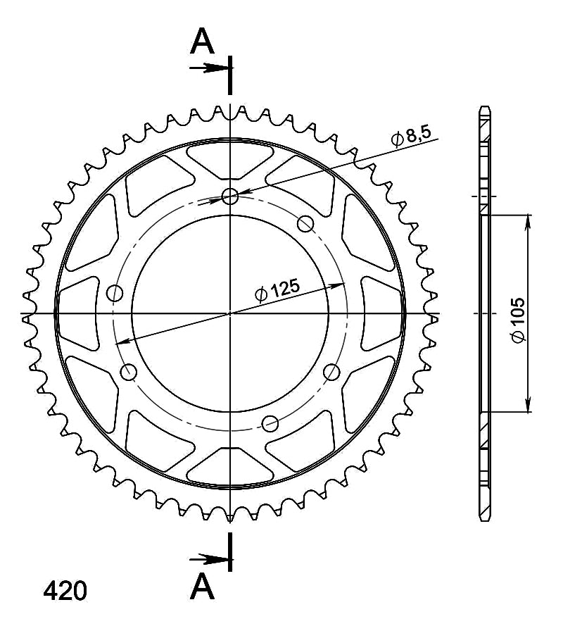 CORONA SUPERSPROX ACERO DERBI - YAMAHA 420 X 53  - RFE1131X53BLK