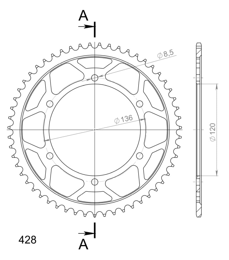CORONA SUPERSPROX ACERO YAMAHA 428 X 57  - RFE1847X57BLK