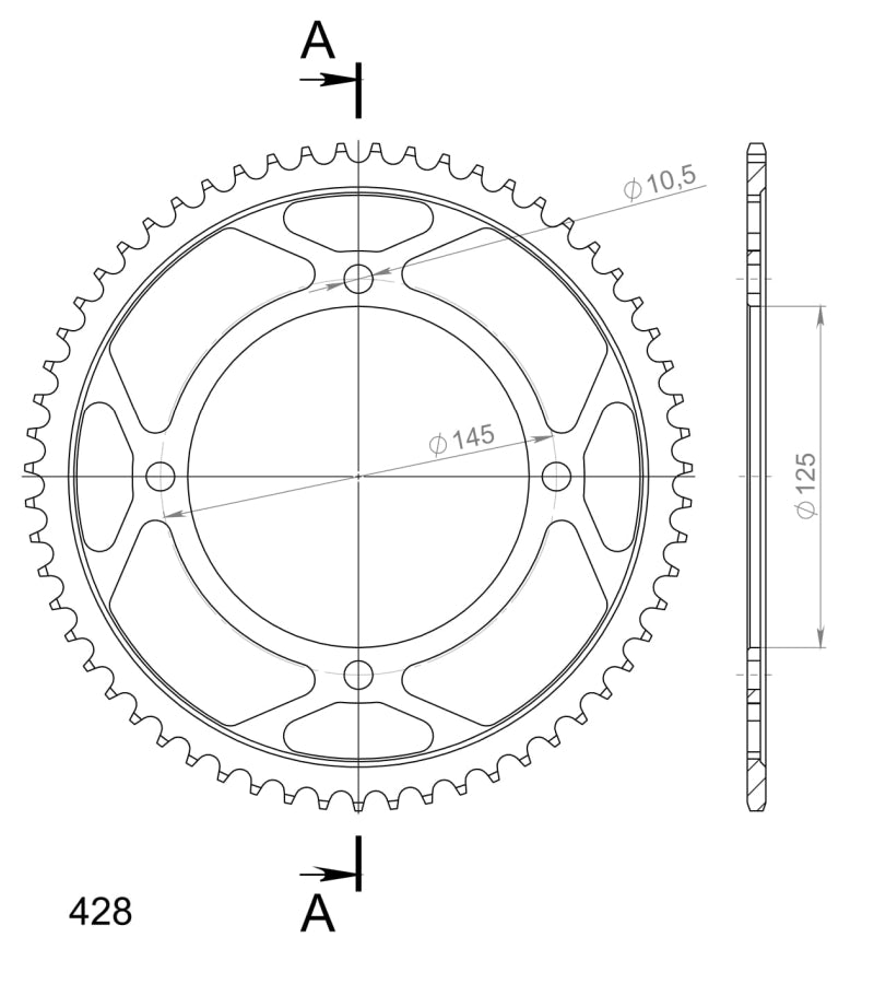 CORONA SUPERSPROX ACERO YAMAHA 428 X 59  - RFE1874X59BLK