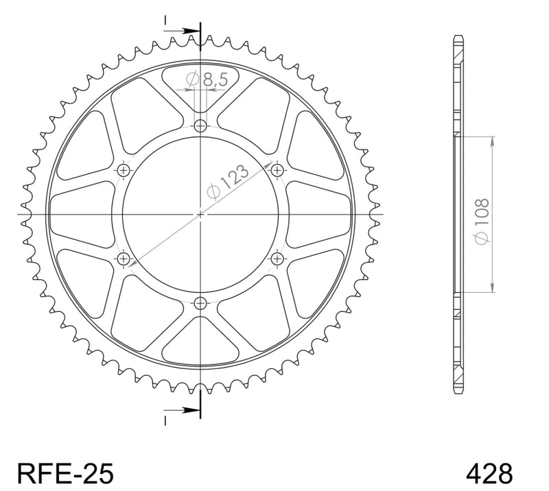 CORONA SUPERSPROX ACERO APRILIA 428 X 60  - RFE25X60BLK