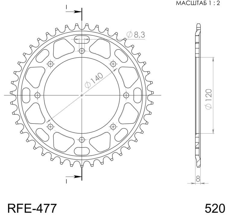 CORONA SUPERSPROX ACERO KAWASAKI 520 X 43  - RFE477X43BLK