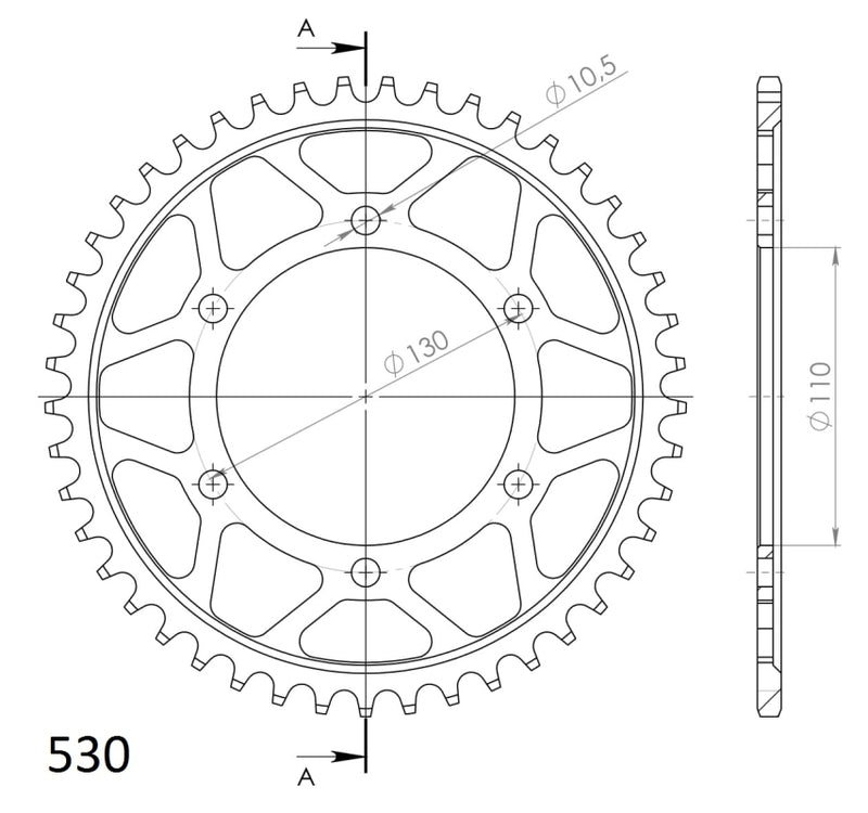 CORONA SUPERSPROX ACERO SUZUKI - YAMAHA 530 X 45  - RFE479X45BLK