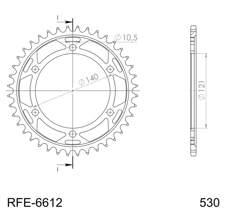 CORONA SUPERSPROX ACERO CAGIVA 530 X 40  - RFE6612X40BLK