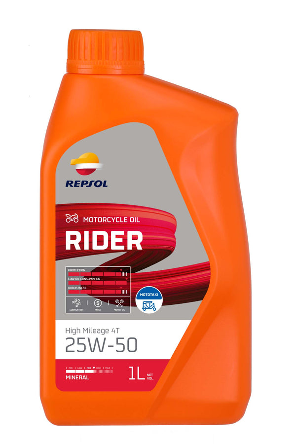 BOTELLA REPSOL RIDER HIGH MILEAGE 4T 25W-50 1L