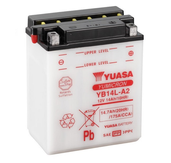 BATERÍA YUASA YB14L-A2 SIN ÁCIDO